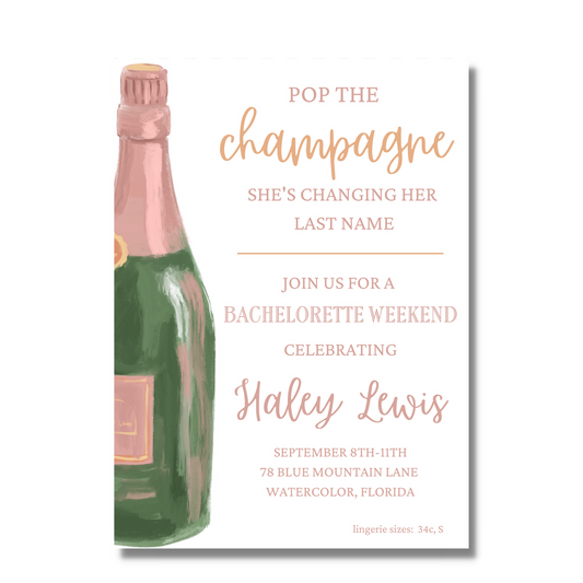 Pop the Champagne - Bridal Shower Invite
