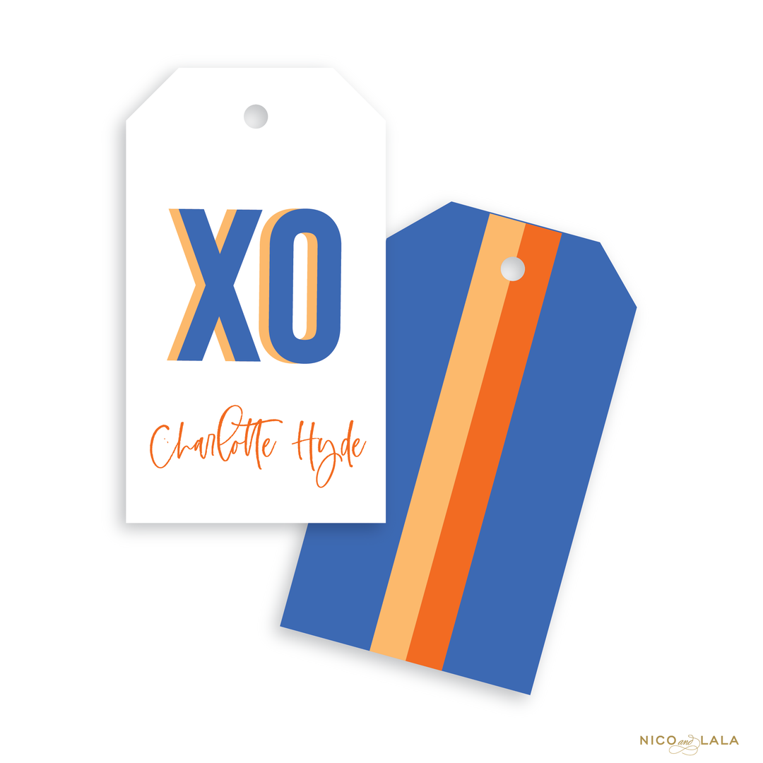 Prep Stripe Gift Tags, Cornflower And Orange