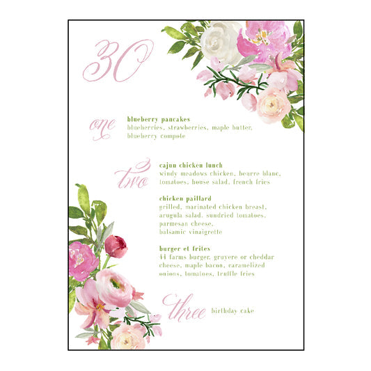 Pink Formal | Menus