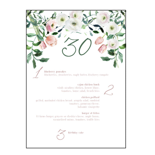 Sage & Tulips | Menus
