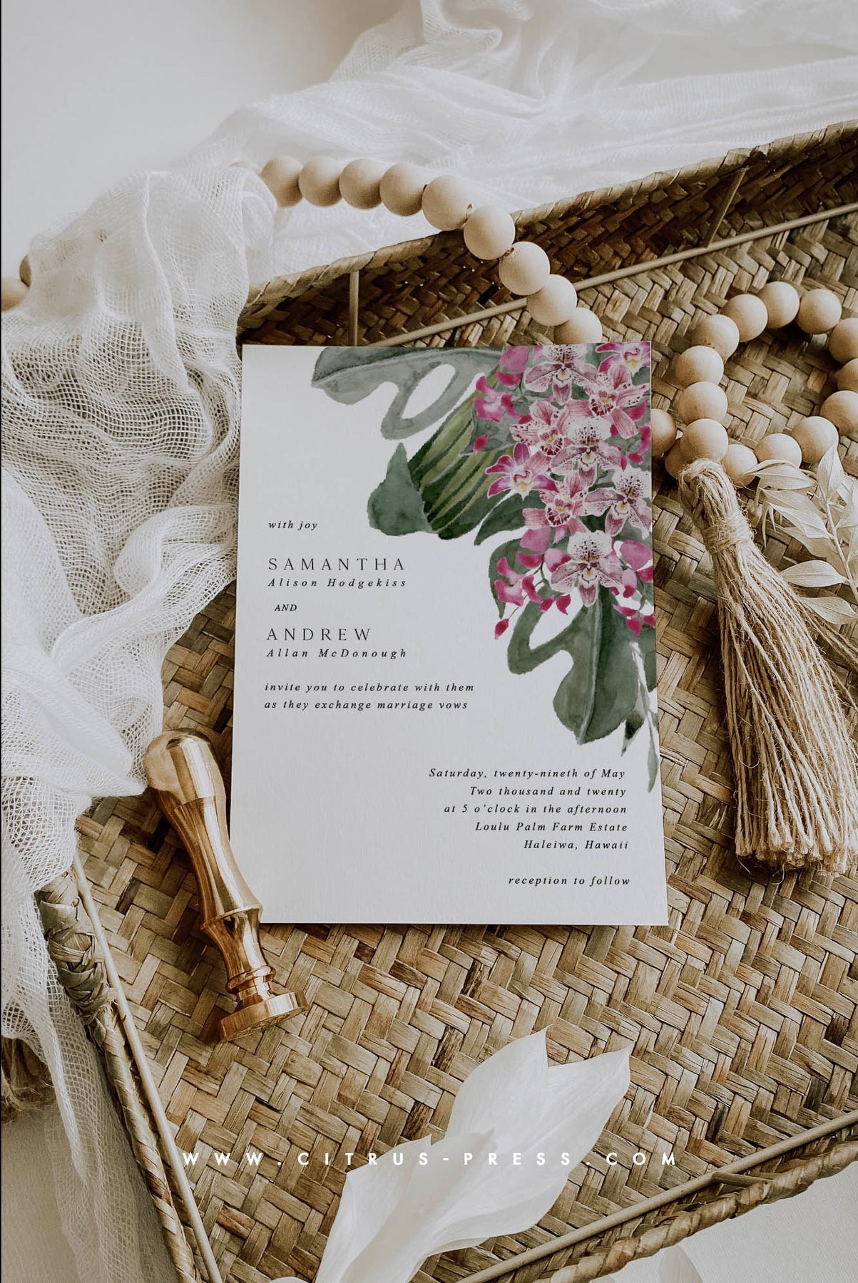 Tropical Orchid Wedding Invitation | Annie