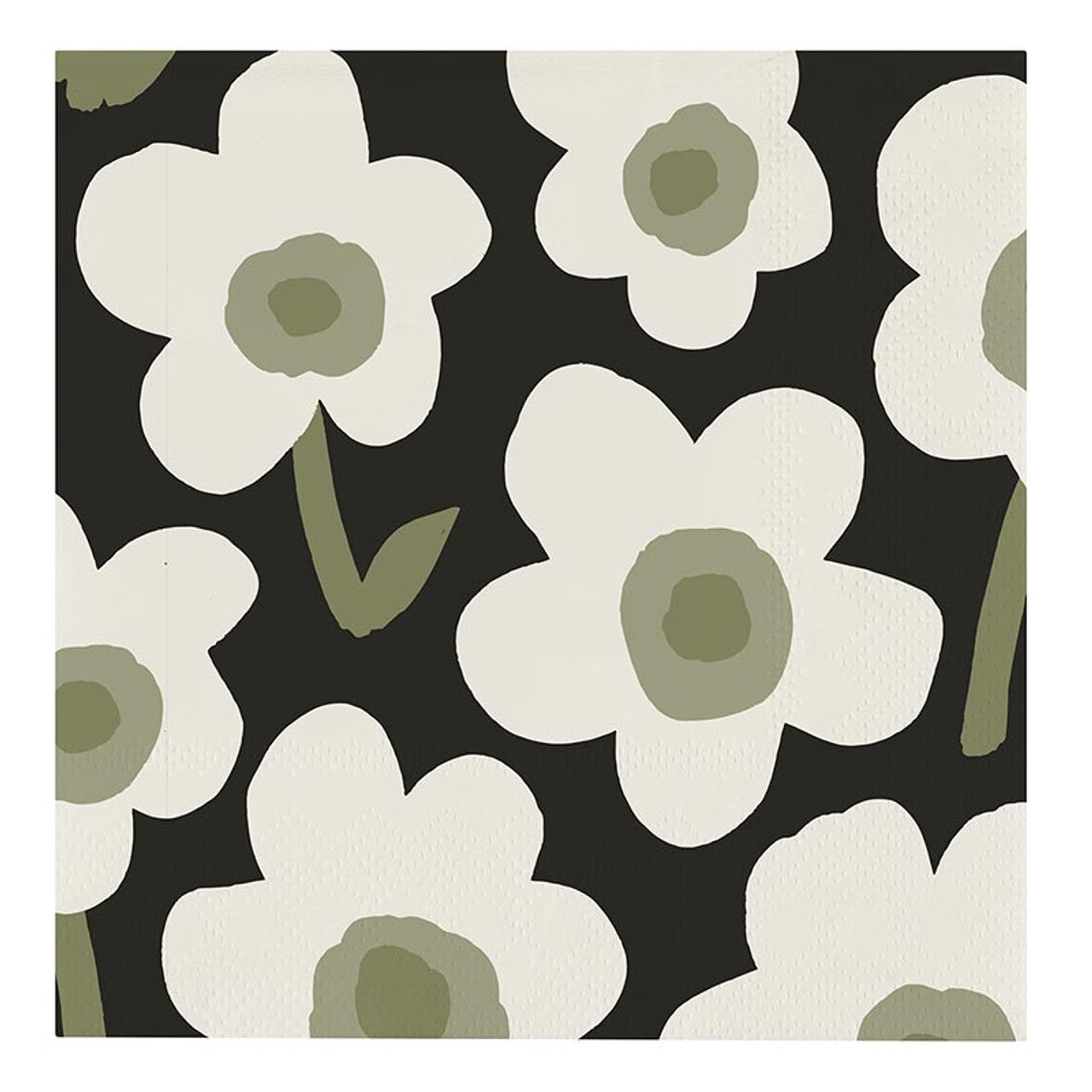 Cocktail Napkins - Black Flower