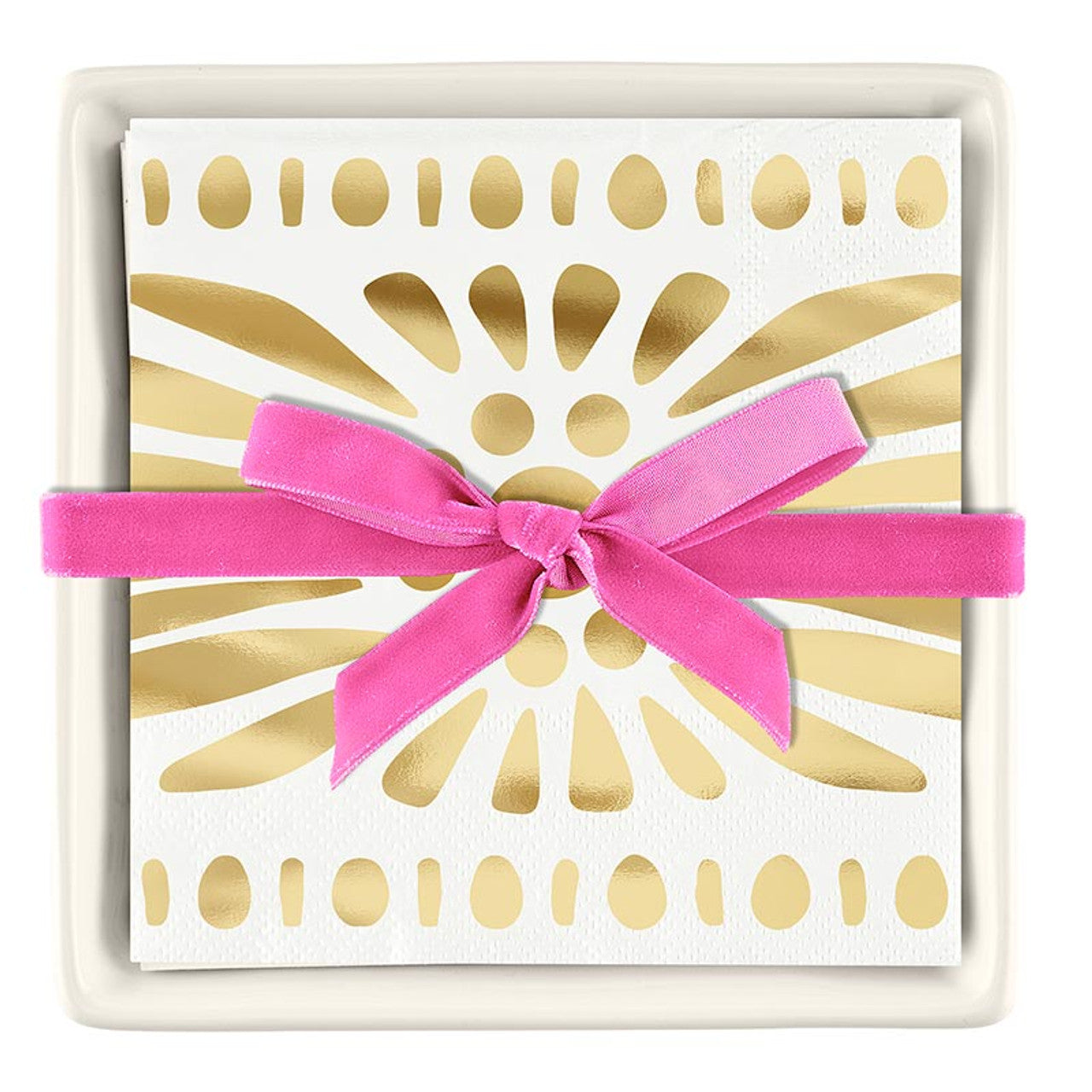 Ceramic Napkin Tray + Napkins - Moroccan Border