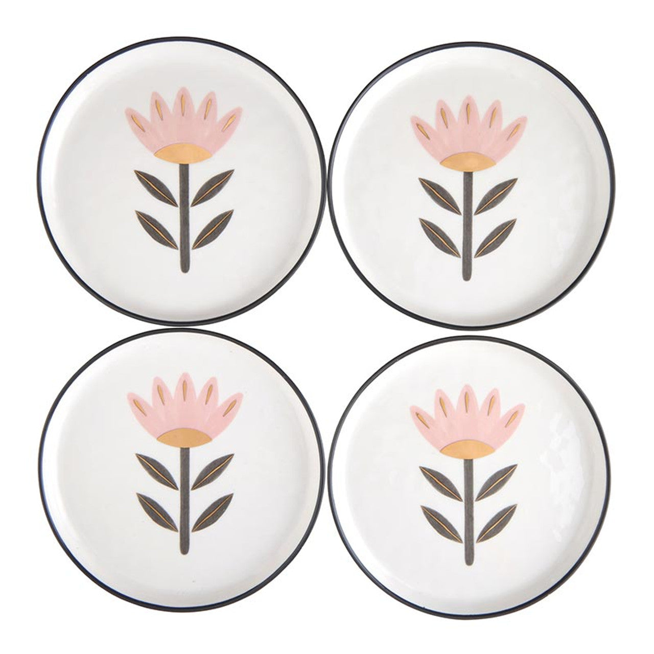 Ceramic Appetizer Plates - Flower - Set of 4
