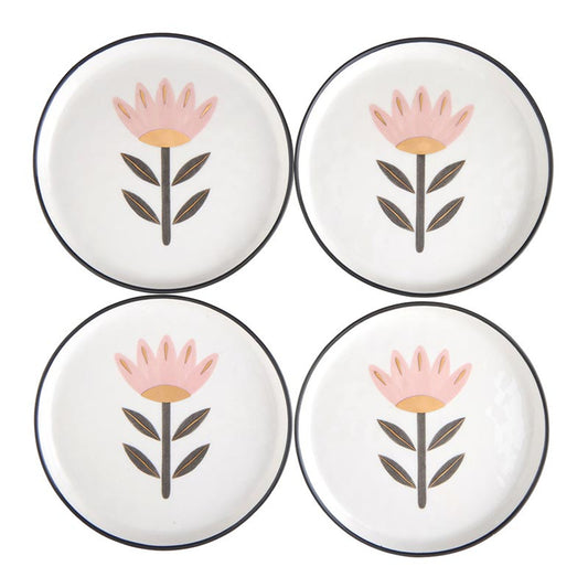 Ceramic Appetizer Plates - Flower - Set of 4