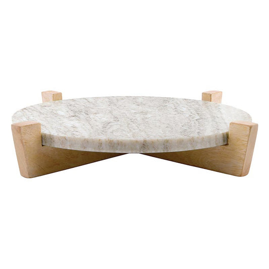 Beige Marble Board on Wood Stand