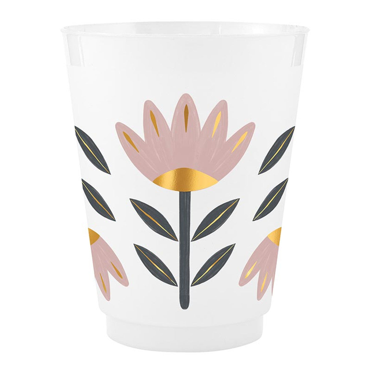 Gold Foil Frost Cups - Flowers - Set of 8