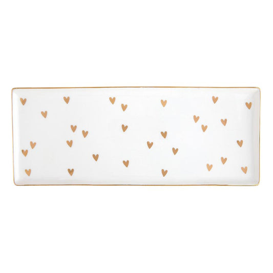 Ceramic Tray - Gold Foil Hearts
