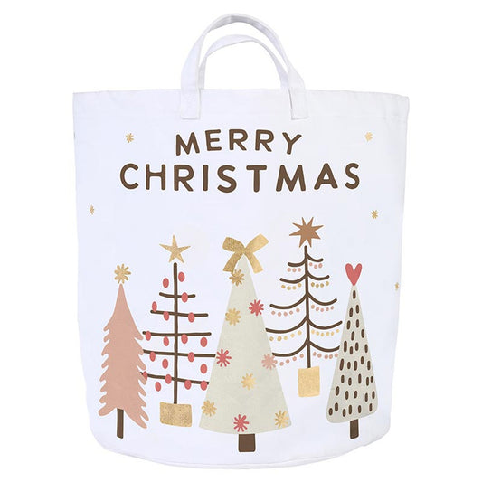 Large Canvas Storage Tote - Blush Trees