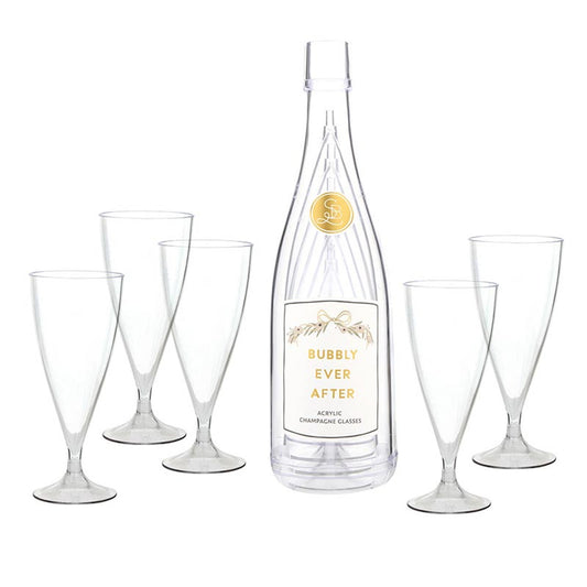 Acrylic Champagne Bottle + Glasses - Bubbly Ever After