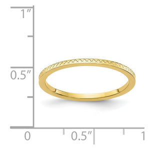 1.10k Yellow Gold Crisscross Flat Stackable Band