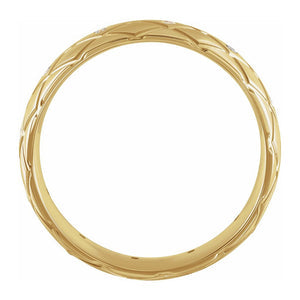 14K Yellow Gold & Diamond Patterned Comfort Fit Band