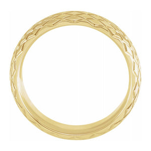 14K Yellow Gold Crisscross Patterned Comfort Fit Band