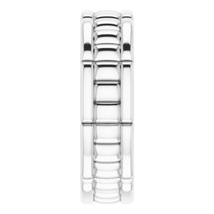 14K White Gold Grooved Pattern Standard Fit Band
