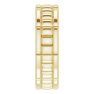 14K Yellow Gold Grooved Pattern Standard Fit Band