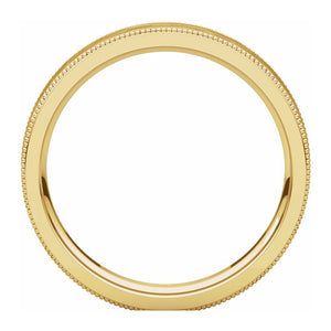 14K Yellow Gold Milgrain Hammered Flat Comfort Fit Band