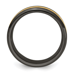 Black Zirconium & Yellow Gold Tone Grooved Standard Fit Band