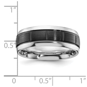 Cobalt Black Plated Brushed Grooved Center Standard Fit Band