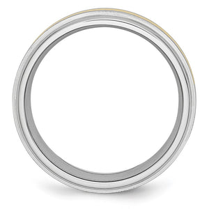 Cobalt & 14K Gold Inlay Satin & Polished Grooved Ridged Band