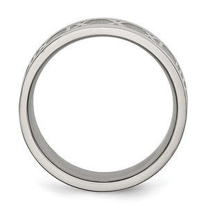 Titanium Satin Center Roman Numerals Flat Standard Fit Band