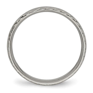 Titanium Polished Grooved Crisscross Edge Standard Fit Band