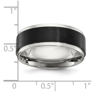 Men's Stainless Steel Two Tone Ridged Edge Standard Fit Band