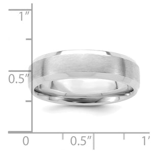 14K White Gold Brushed Beveled Edge Comfort Fit Band