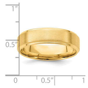 14K Yellow Gold Brushed Step Edge Comfort Fit Band