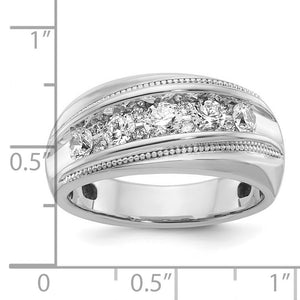10.10K Yellow or White Gold 1 Ctw Diamond Milgrain Tapered Band