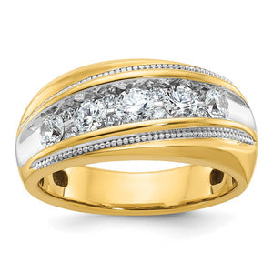 10.14K Yellow or White Gold 1 Ctw Diamond Milgrain Tapered Band