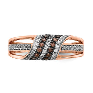 14K Rose Gold 1/3 Ctw Two-Tone Diamond Split Shank Tapered Band