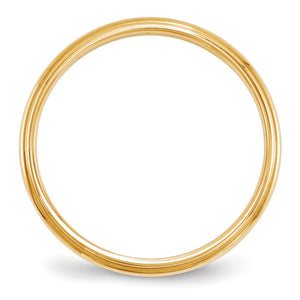 2.to 10K Yellow Gold Half Round Ridged Edge Standard Fit Band