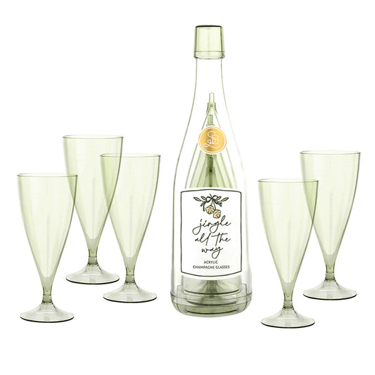 Acrylic Champagne Bottle + Glasses - Jingle