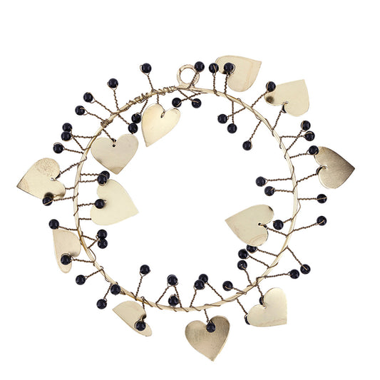 Metal Gold Heart Wreath - Small