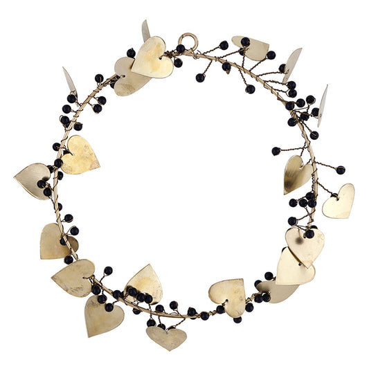 Metal Gold Heart Wreath - Medium