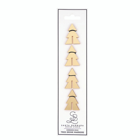 Mirrored Gold Tree Drink Markers - Set of 4