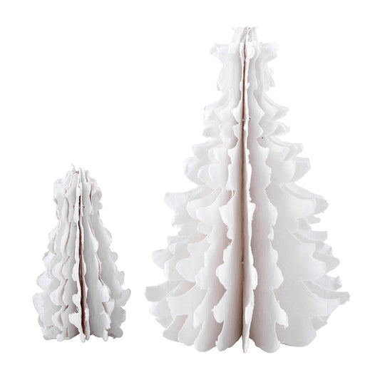 Recycled Paper Tree Set - White - Set of 2