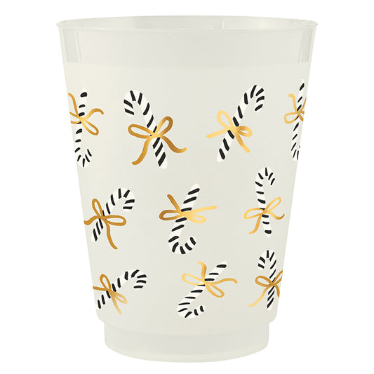 Gold Foil Frost Cups - Candy Canes - Set of 8