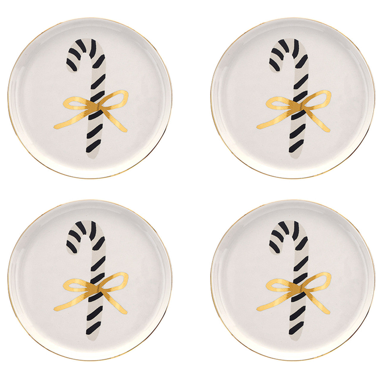Ceramic Appetizer Plates - Candy Cane - Set of 4