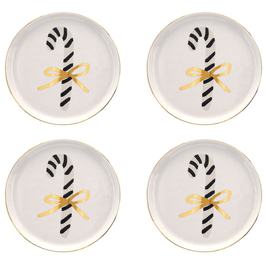 Ceramic Appetizer Plates - Candy Cane - Set of 4