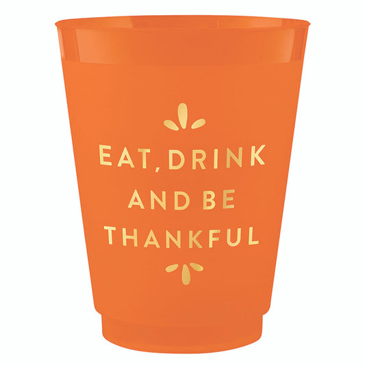 Gold Foil Frost Cups - Eat Drink And Be Thankful - Set of 8