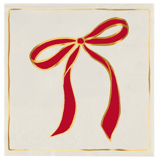 Cocktail Napkins - Red Bow