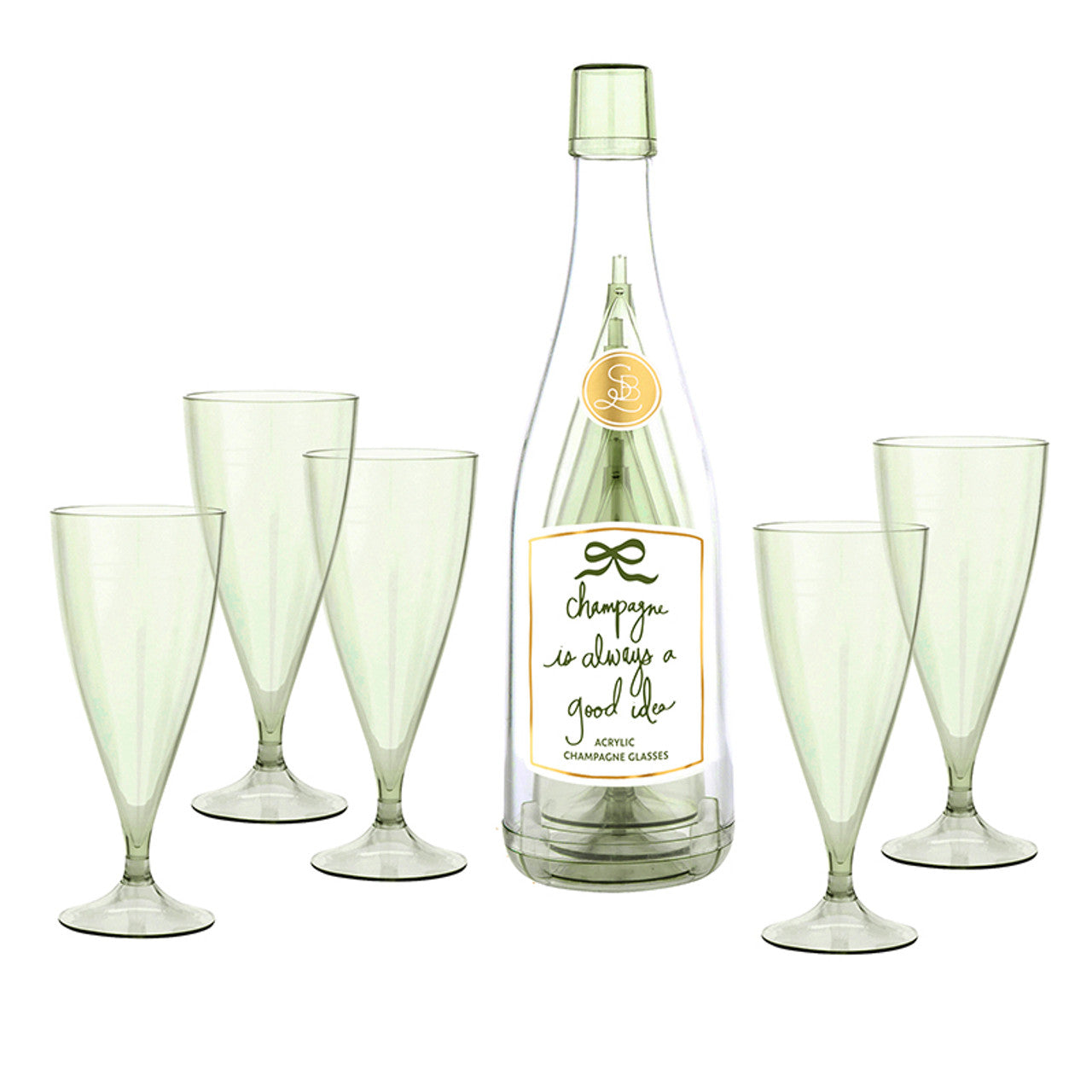 Acrylic Champagne Bottle + Glasses - Good Idea