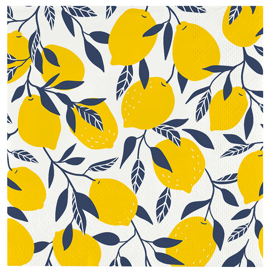 Ceramic Napkin Tray + Napkins - Lemons