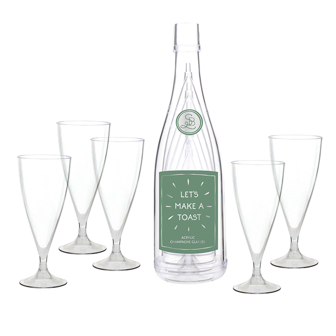 Face to Face Acrylic Champagne Bottle + Glasses - Let's Make A Toast