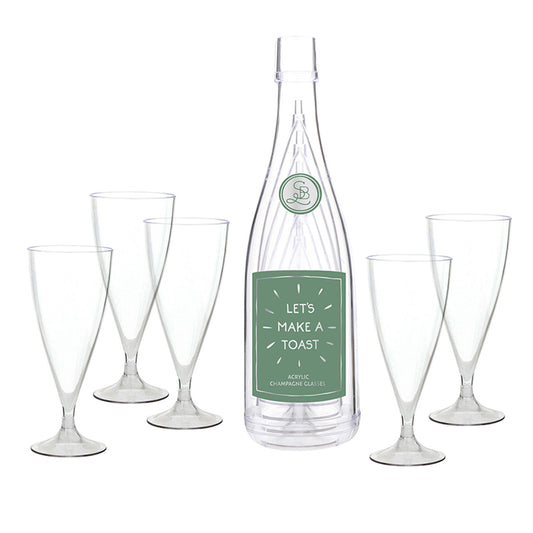 Face to Face Acrylic Champagne Bottle + Glasses - Let's Make A Toast