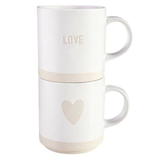 Face to Face Stackable Mugs - Love/Heart - Set of 2