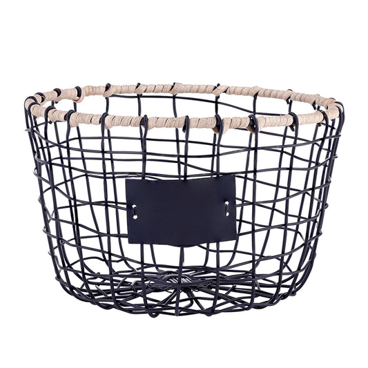 Wire Basket With Rattan Rim