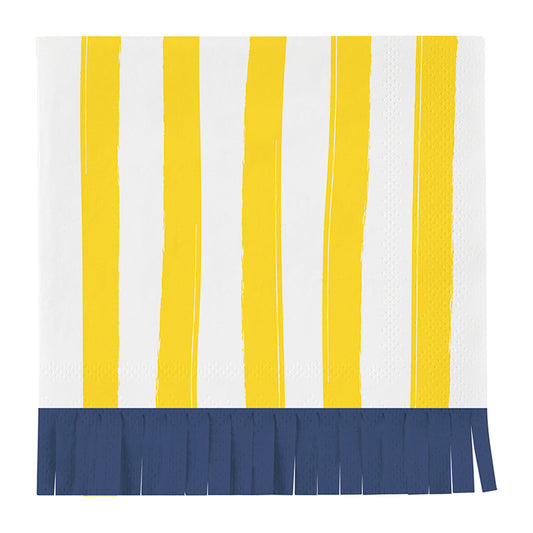Fringed Cocktail Napkins - Yellow Stripes
