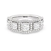 Elegance Cushion Five Stone Halo Anniversary Ring